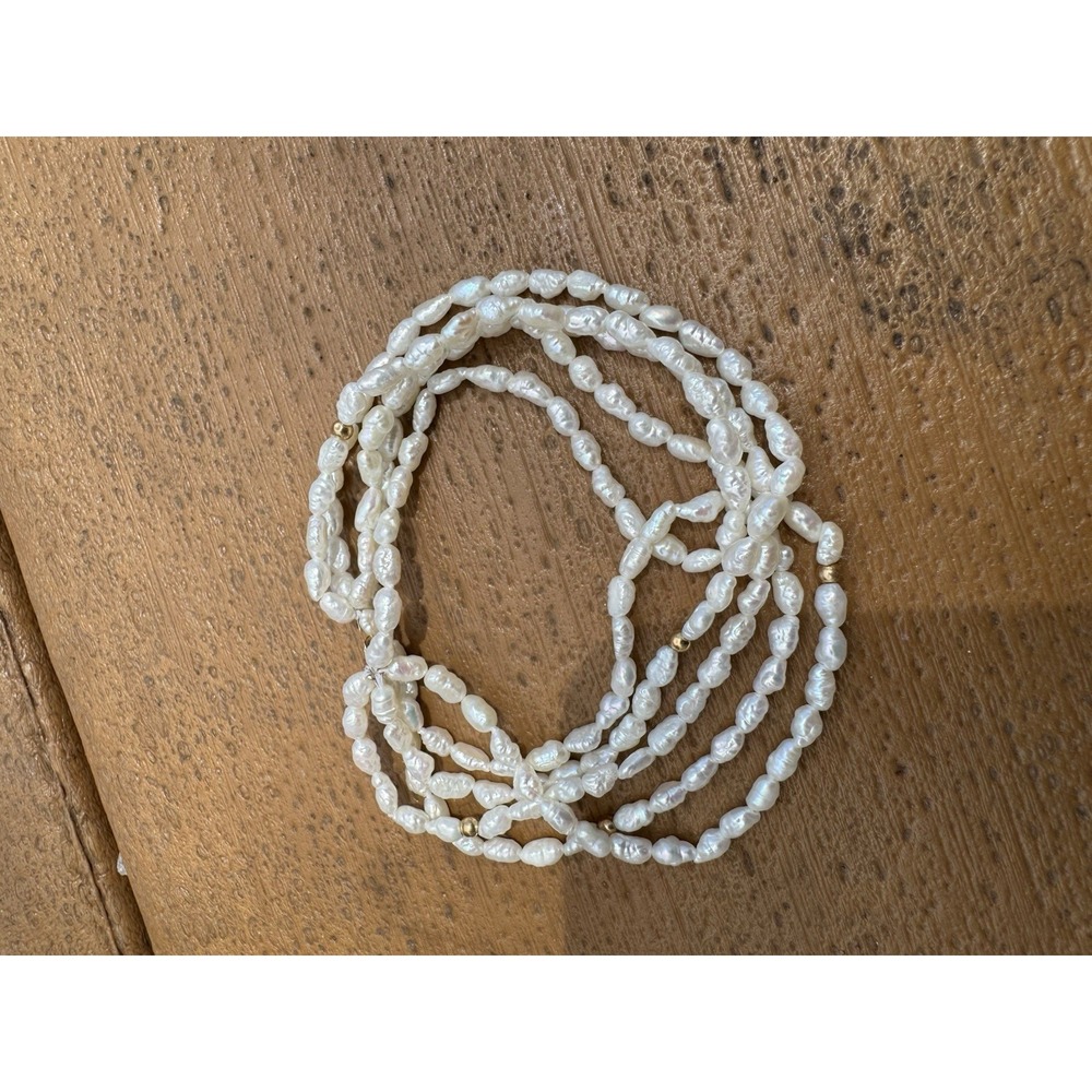 Vintage‎ Freshwater Rice Pearls 5 Strand Bracelet 9"
